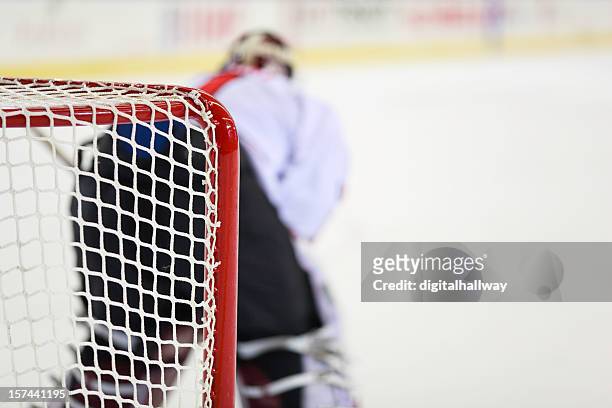 ice hockey goalie - hockey net stock pictures, royalty-free photos & images