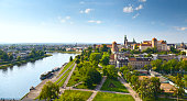 Panoramic view of Krakow, Poland from Wawel Castle
