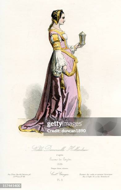 noble dutch maiden - bizarre fashion stock illustrations