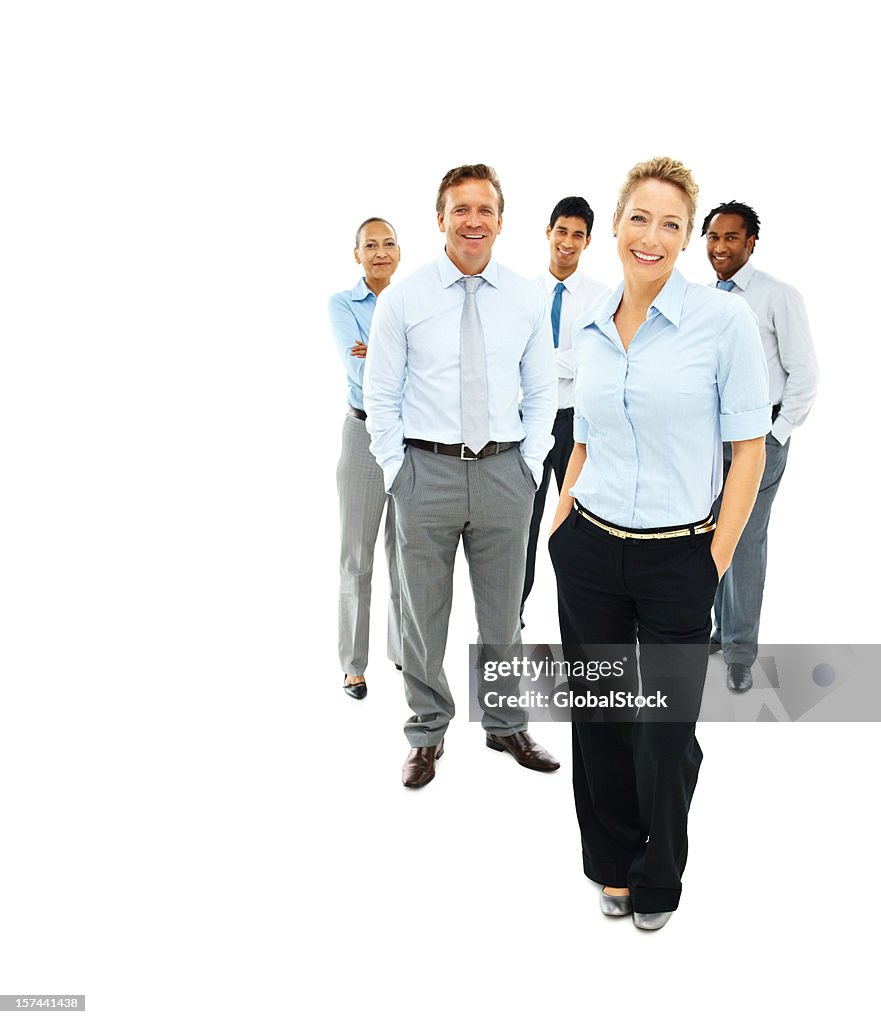 Group of business colleagues isolated over white