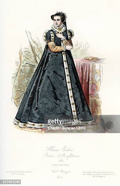 queen mary i - tudor women stock illustrations