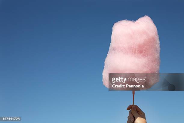 pink cotton candy and blue sky - cotton candy stock pictures, royalty-free photos & images