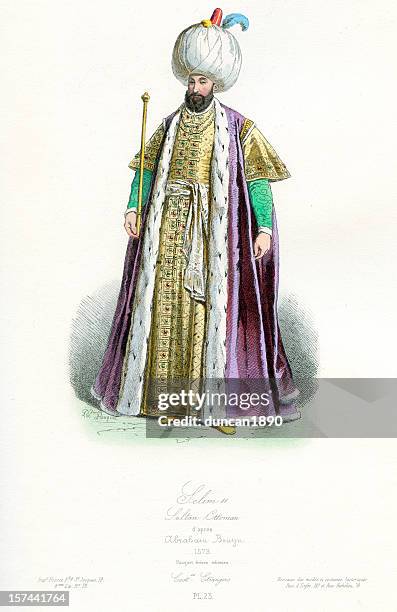 stockillustraties, clipart, cartoons en iconen met selim ii sarkhosh - ottoman sultan