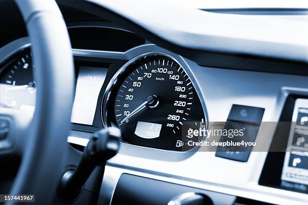 modern car cockpit - mileometer stock pictures, royalty-free photos & images