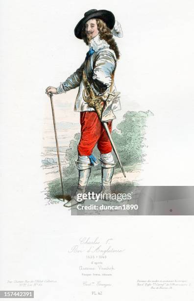 king charles the first of england - civil war stock illustrations