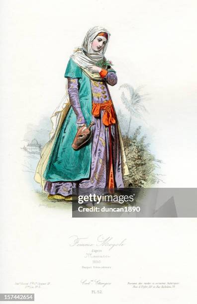 mongolian woman - mongolian women stock illustrations