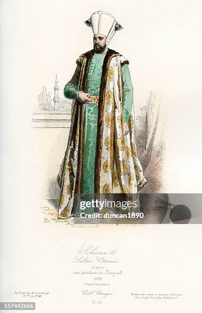 stockillustraties, clipart, cartoons en iconen met suleiman ii - ottoman sultan