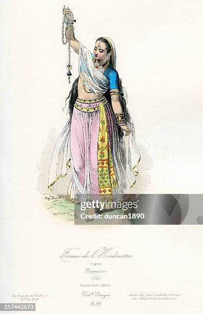 indian woman traditional costume - indian painting stock illustrations
