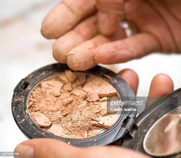 cosmetics make-up on fingers - compact stock pictures, royalty-free photos & images
