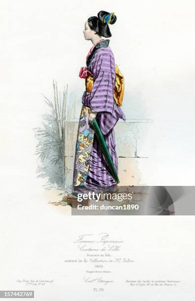 janpanese frau in traditioneller kleidung - 18 19 jahre stock-grafiken, -clipart, -cartoons und -symbole