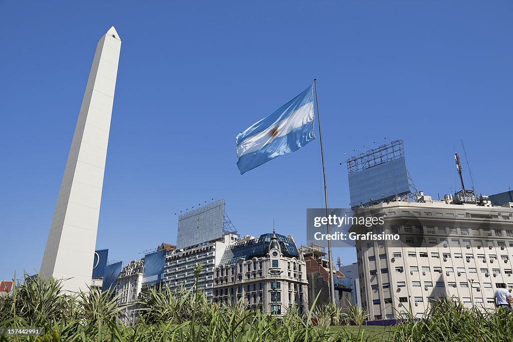 Argentina Buenos Aires obelisco com Bandeira da Argentina