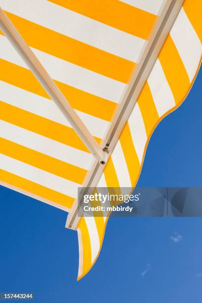 awning - striped awning stock pictures, royalty-free photos & images