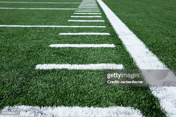 close up football stadium artificial grass and markings - sports turf stock pictures, royalty-free photos & images