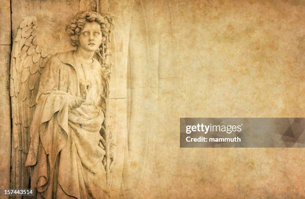 angel on old vintage paper - archangel gabriel stock pictures, royalty-free photos & images