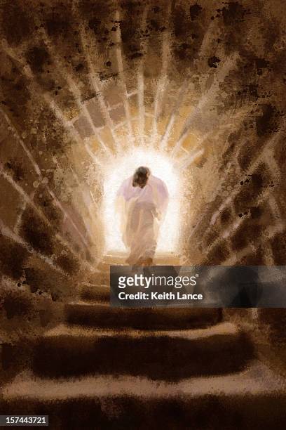 resurrection of jesus christ (illustration) - jesus resurrection stock illustrations