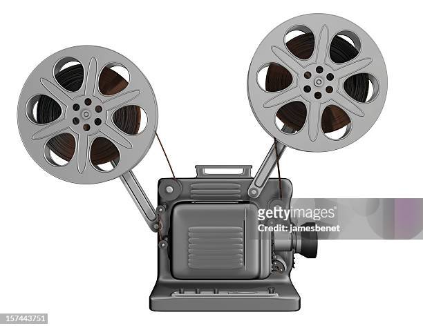 movie projector side (3d) - film projector stock pictures, royalty-free photos & images
