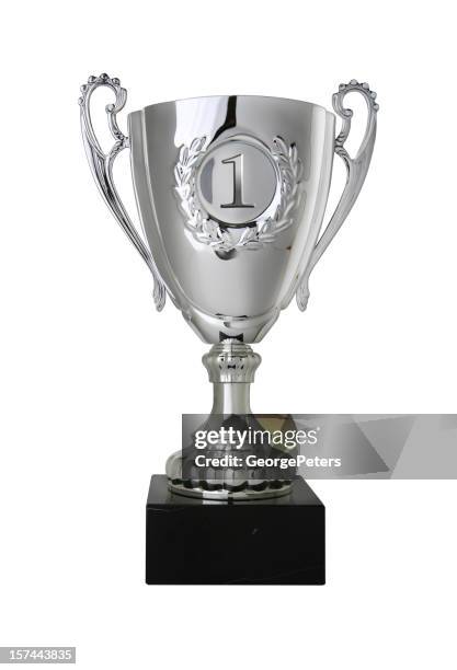 gewinner trophy mit clipping path - trophy stock-fotos und bilder