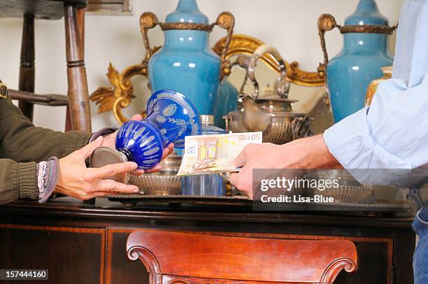 shopping in an antique shop - antique furniture stock pictures, royalty-free photos & images