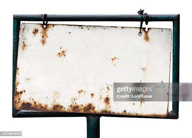 leere rusty melden - blank sign stock-fotos und bilder