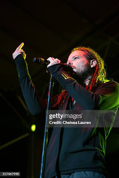 Vocalist Jonathan Davis of KoRn performs onboard Shiprocked! cruise on November 30, 2012 in Fort Lauderdale, Florida.