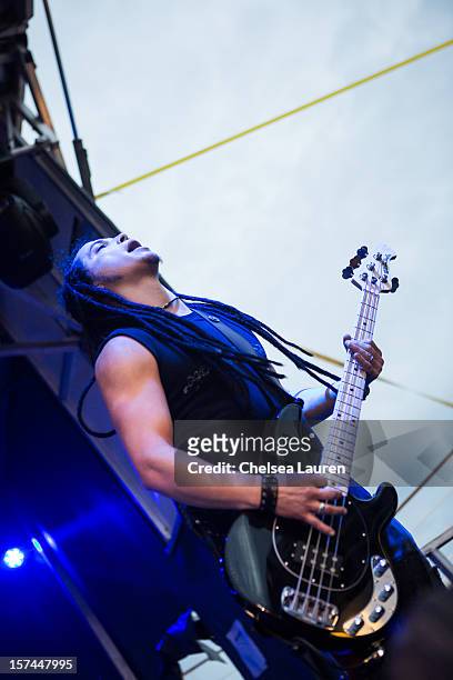 Bassist Brad Stewart of Fuel performs onboard Shiprocked! cruise on November 30, 2012 in Fort Lauderdale, Florida.