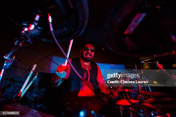 Drummer Dave Buckner of The Halo Method performs onboard Shiprocked! cruise on November 30, 2012 in Fort Lauderdale, Florida.