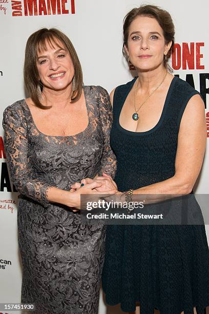 Actresses Patti LuPone and Debra Winger attend "The Anarchist" Broadway opening night after party at John Golden Theatre on December 2, 2012 in New...