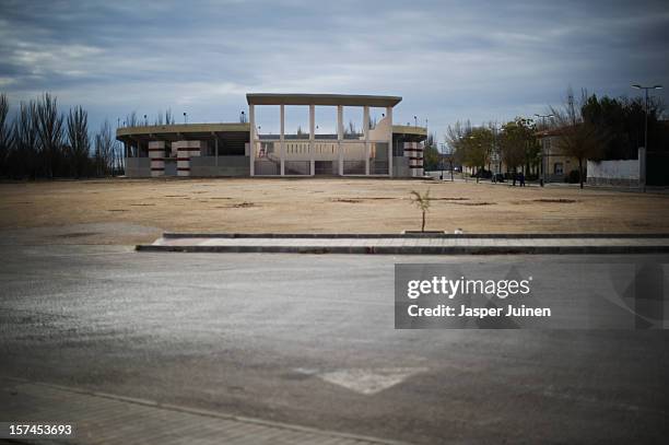 Newly built bullring arena stands deserted on November 30, 2012 in Villacanas, Spain. During the boom years, where in its peak Spain built some...