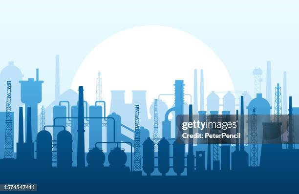 industrial abstract skyline silhouette panorama - vector backgrounds pattern - condominium complex stock illustrations