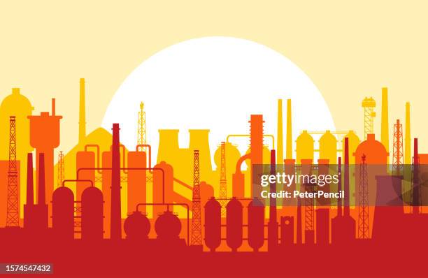 industrial abstract skyline silhouette panorama - vector backgrounds pattern - condominium complex stock illustrations