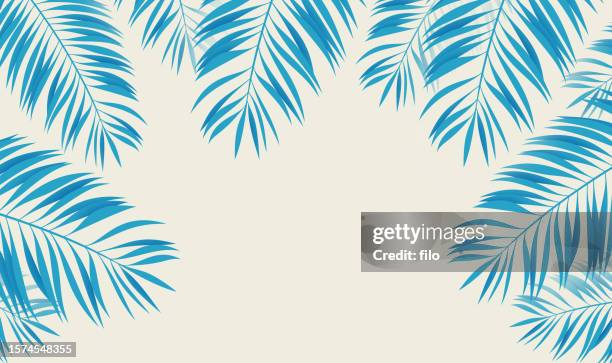 palmblatt tropischer retro-reisehintergrund - tropisches muster stock-grafiken, -clipart, -cartoons und -symbole