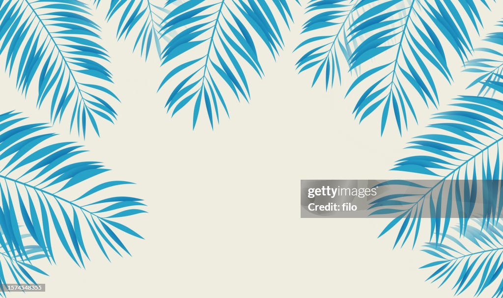 Palm Leaf Tropical Retro Travel Background