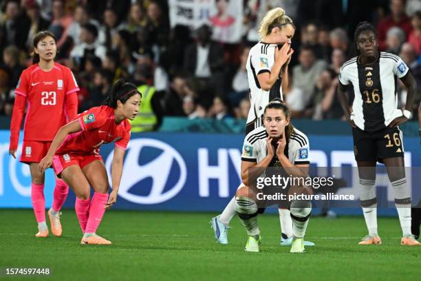 August 2023, Australia, Brisbane: Soccer, Women: World Cup, South Korea - Germany, preliminary round, group H, matchday 3, Lang Park, South Korea's...