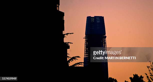 View of the Gran Torre Costanera Center building under construction, the tallest in South America, in Santiago, on November 20, 2012. The...