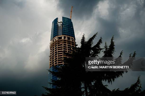View of the Gran Torre Costanera Center building under construction, the tallest in South America, in Santiago, on October 22, 2012. The...