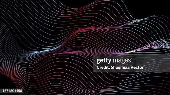 Dynamic blue particle wave line on dark blue abstract background. Abstract sound visualization. Digital structure of the wave flow of luminous particles. Dynamic blue particle wave line on dark blue abstract background. Abstract sound visualization. Digital structure of the wave flow of luminous particles.