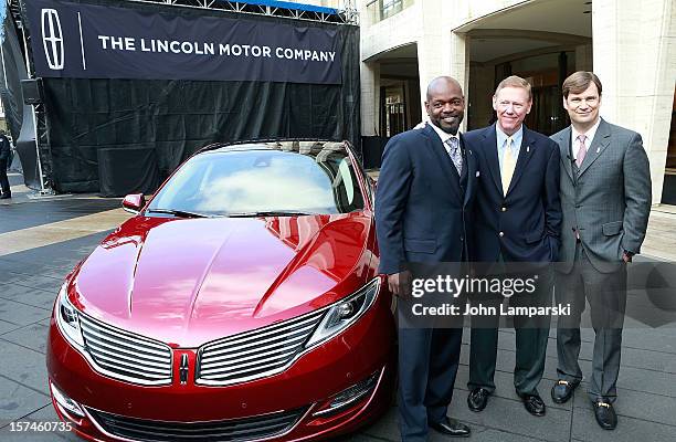 Lincoln Motor Company Ambassador Emmitt Smith, President and CEO of Ford Motor Company Alan Mulally and Global Head of Lincoln Motor Company Jim...