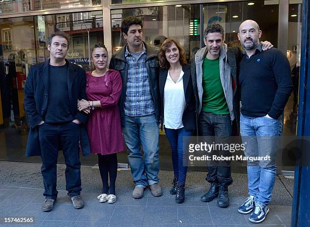 Eduard Fernandez, Candela Pena, director Cesc Gay, Clara Segura, Eduardo Noriega, and Javier Camara pose during a photocall for their latest film...