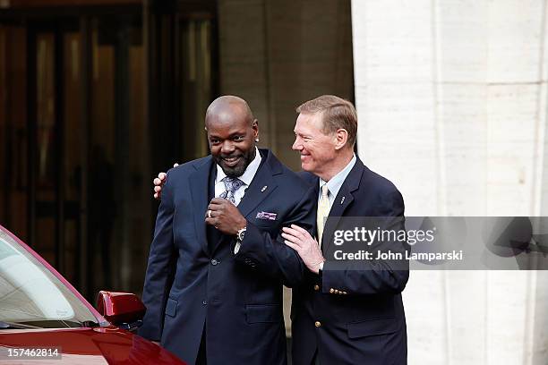 Lincoln Motor Company Ambassador Emmitt Smith and President and CEO of Ford Motor Company Alan Mulally attend Ford Lincoln Unveils New Brand...