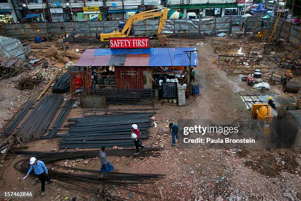 Construction starts on a new building November 30, 2012 in downtown Yangon, Myanmar. Business is booming in this newly opened Southeast Asian...