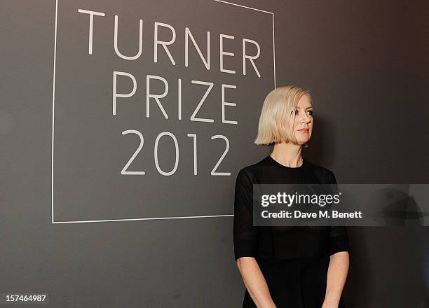 Turner Prize 2012 winner Elizabeth Price poses at the Turner Prize 2012 winner announcement at the Tate Britain on December 3, 2012 in London,...