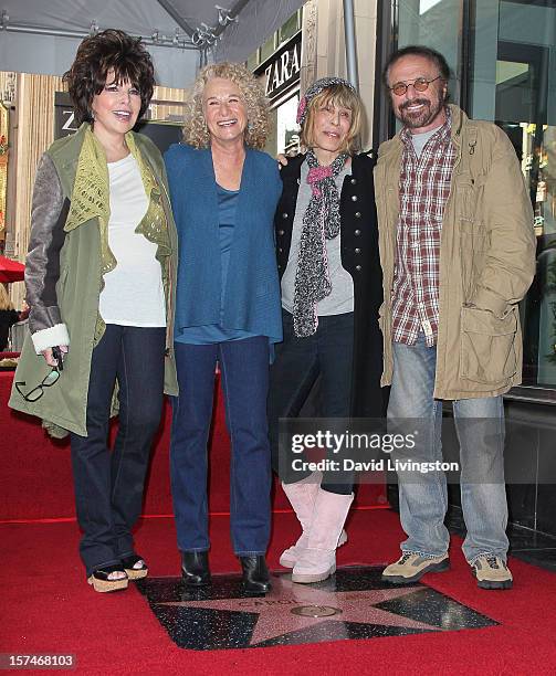 Songwriters Carole Bayer Sager, Carole King, Cynthia Weil and Barry Mann attend King being honored with a Star on the Hollywood Walk of Fame on...
