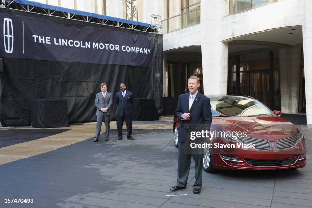 Global Head of Lincoln Motor Company Jim Farley, Lincoln Motor Company Ambassador Emmitt Smith and President and CEO of Ford Motor Company Alan...