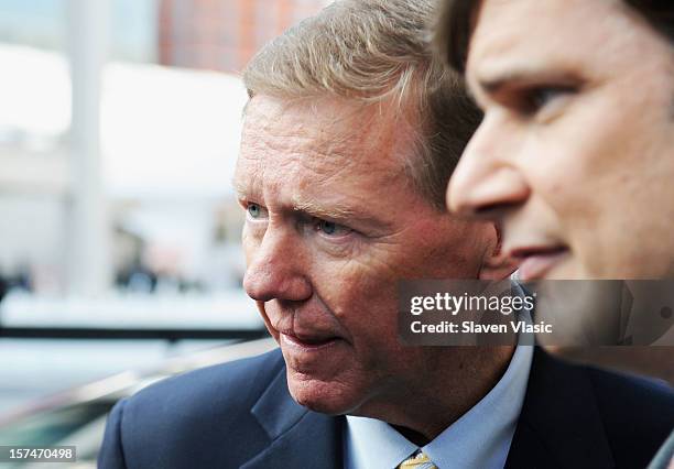 President and CEO of Ford Motor Company Alan Mulally and Global Head of Lincoln Motor Company Jim Farley attend Ford Lincoln unveiling the new brand...