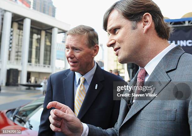 President and CEO of Ford Motor Company Alan Mulally and Global Head of Lincoln Motor Company Jim Farley attend Ford Lincoln unveiling the new brand...