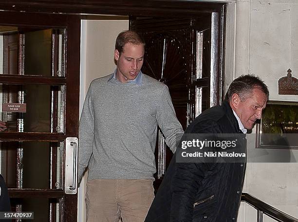 Prince William, Duke of Cambridge visits King Edward VII Hospital where Kate Middleton is currently undergoing care for pregnancy related issues on...
