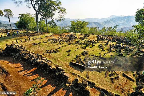 terrace 5 of mount (gunung) padang - gunung padang stock-fotos und bilder