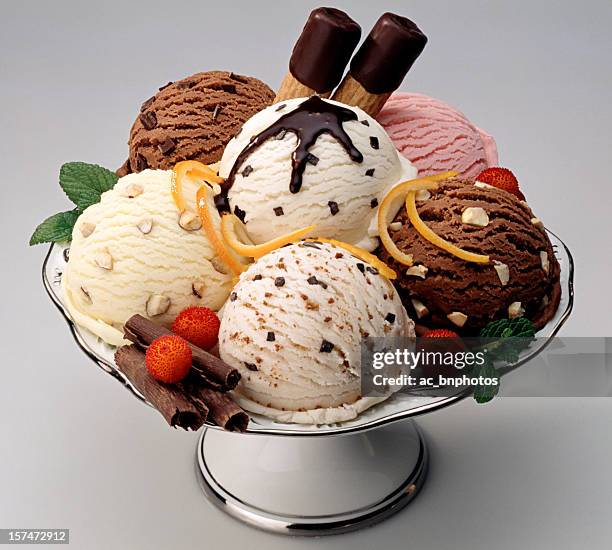 ice cream composition on a bowl - ice cream stock pictures, royalty-free photos & images