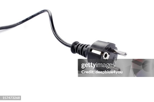 Black electric cable isolated on white background Black electric cable isolated on white background