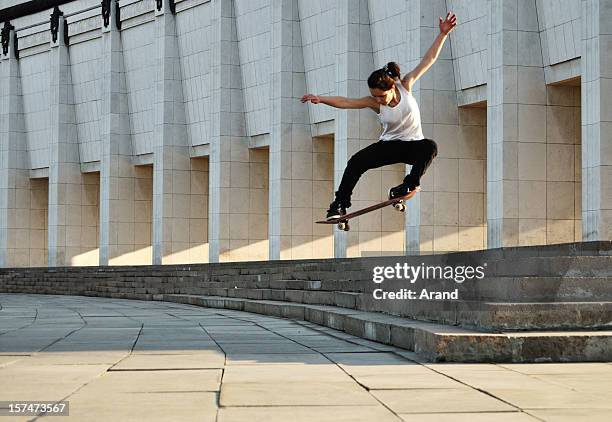 skater girl - skateboarder stock pictures, royalty-free photos & images